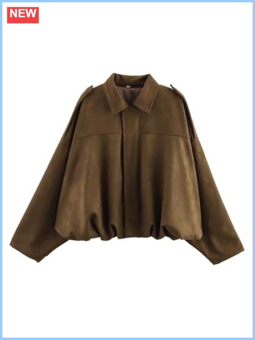 Faux Suede Bomber Jacket Oversized Zip Up Casual Streetwear Coat